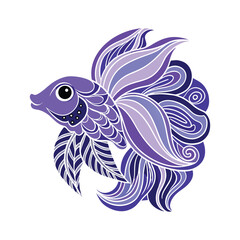 Purple Betta Fish Illustration
