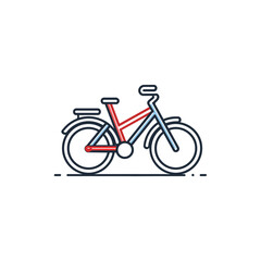 Fototapeta premium Line art bicycle with red and blue accents on a transparent background design