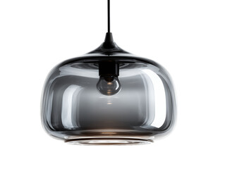 Obraz premium Smoked Glass Pendant Lamp with Black Metal Fitting, PNG