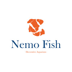 clown fish logo design with minimalist concept ocean aquarium fish nemo ornamental templet icon illustration symbol