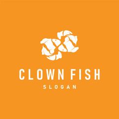 clown fish logo design with minimalist concept ocean aquarium fish nemo ornamental templet icon illustration symbol