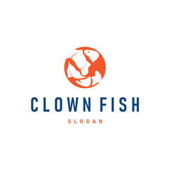 clown fish logo design with minimalist concept ocean aquarium fish nemo ornamental templet icon illustration symbol