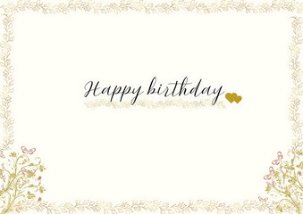 happy birthday card with elegant gold flower color
