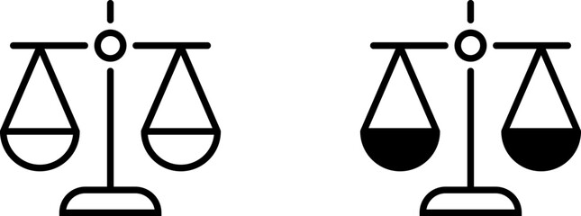 Justice scale, Legal balance symbol, Law and ethics icon vector illustration