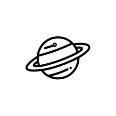 Fototapeta premium Planet with Ring Orbiting Outline Icon on Transparent Background, Astronomy Simple Art