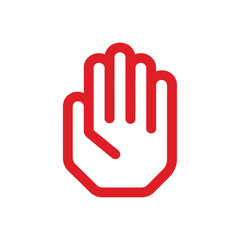 Obraz premium Red Outline of a Hand with Fingers Extended on White Background, Illustration