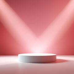 Empty Podium In Front Of A Pink Wall With Spotlights