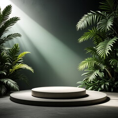 Obraz premium Empty Stage Surrounded By Tropical Plants