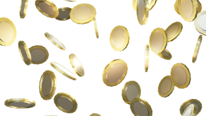 Blenderで作られた降りそそぐコインの透過3D