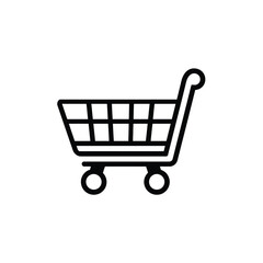 Shopping Cart Icon Isolated on Transparent Background Black Outline Design