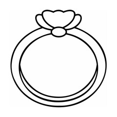 Black ring illustration with flower-like top and double band design