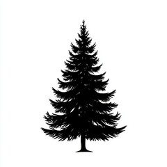Obraz premium Black Silhouette of a Coniferous Tree