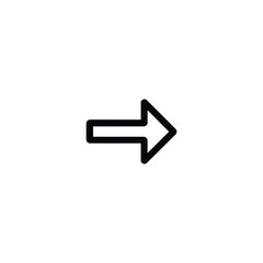 Simple Black Outline Right Arrow Icon Pointing Rightward Isolated on White Background, Modern Sign Symbol