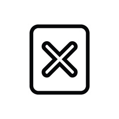 Obraz premium Simple Black Outline of X Mark Inside Rounded Square Checkbox Icon Concept