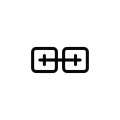 Two Black Rounded Squares Connected By A Horizontal Line Icon on White Background