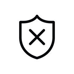 Unprotected Black Shield with X Symbol on Transparent Background Design