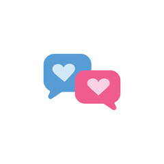Two Heart Speech Bubbles Blue and Pink Messages of Love and Connection