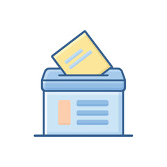 Vote Ballot Paper Inserted in Box with Information Fields on Transparent Background