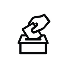 Vote Box Icon with Hand Putting Ballot in Election Box on Transparent Background