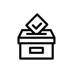 Voting Box Outline with Transparent Background, Ballot Box with Black Checkmark