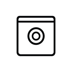 Washing machine line icon, square appliance with round door outline
