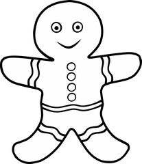 Line Illustration of a Gingerbread Man Cookie