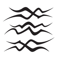 Abstract black wavy brush strokes icon set for design elements and decorative purposes
