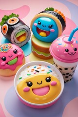 Obraz premium Fun food designed with characters, colorful, creative, tasty, playful presentation.