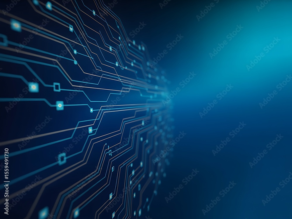 Fototapete Abstract Futuristic Circuit Board Technology Background High-Tech Digital Network Design, Electronic Pathways, Innovation, Data Flow, and Connectivity Concept