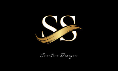 SS Monogram Logo – Luxury Gold Letter mark with Elegant Brush Stroke for Fashion, Boutique & Premium Branding 