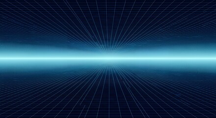 Abstract Blue Horizon Line with Bright Light