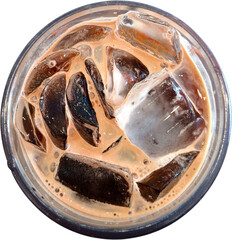 Glass of iced coffee isolated on transparent background