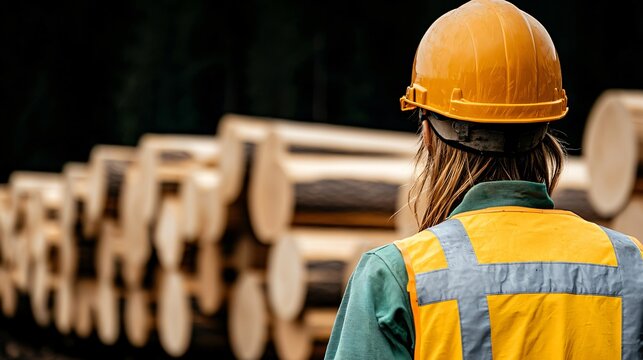 A dynamic scene of workers operating heavy machinery at a timber processing plant, showcasing their skill and expertise in managing the complex equipment and ensuring efficient production.