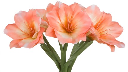 Naklejka premium Peach Amaryllis Flower Bouquet Artificial Silk Blooms