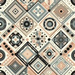 Geometric Seamless Pattern Abstract Shapes and Ethnic Designs