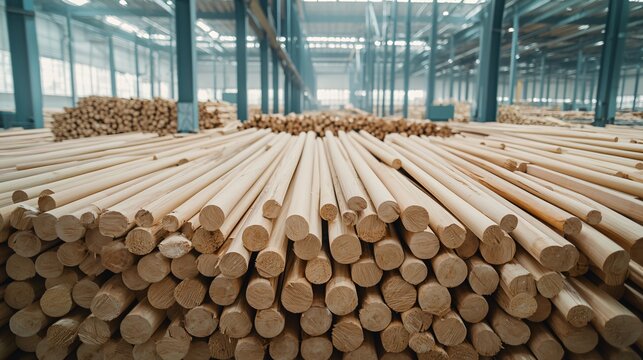 An image emphasizing the efficiency and productivity of a timber processing plant, showcasing the streamlined processes and high output.