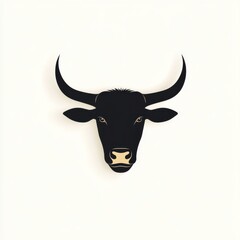 Naklejka premium Black Bull Head Illustration on White Background