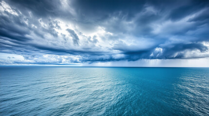 Obraz premium Dramatic swirling cloud formation over the ocean from an elevated perspective