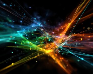 Abstract vibrant energetic lines and particles