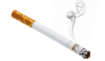 burning cigarette isolated on white background