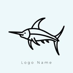 Marlin Outline Logo Design.