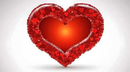 Stunning 3D Red Heart Frame Filled with Small Hearts Romantic Valentine's Day Design