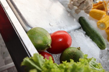lemon corn tomato carrot lettuce colorful fruit