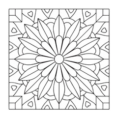 Mandala Coloring Pages For Adults, Black & White, Line Art, Illustration, Vector Art, Coloring Pages, Coloring Book