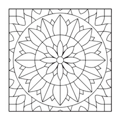 Obraz premium Mandala Coloring Pages For Adults, Black & White, Line Art, Illustration, Vector Art, Coloring Pages, Coloring Book