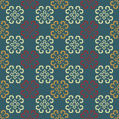 Geometric pixel art pattern. Abstract geometric pattern design for fabric, carpet, tile, clothing, embroidery, wallpaper and background. Vector pixel art design. Ethnic pattern.