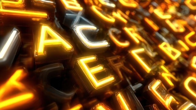 Abstract neon letters