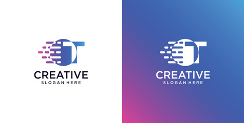 ikon logo T awal teknologi digital