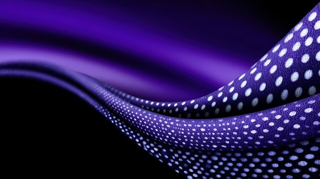 Abstract purple and black wave pattern with white polka dots, creating a dynamic and modern design.