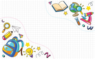 Back to school element template vector background